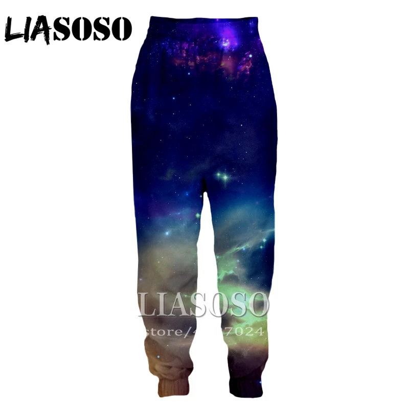 LIASOSO 3d принт Для мужчин Для женщин мультфильм Galaxy Звездное небо полная длина пот Штаны зима Штаны аниме повседневные забавные 2019 брюки E232