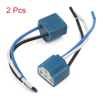

X Autohaux 2 Pcs H4 Auto Car Headlight Fog Light Socket 3-Wire Connector Adapter Plug