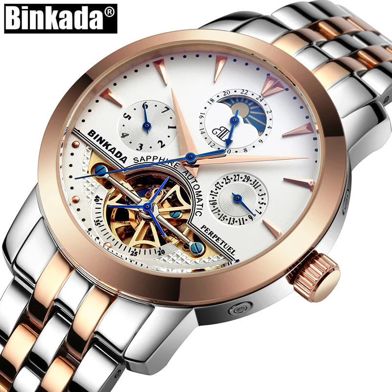 Tourbillon механические часы повседневные самокручивающиеся полностью стальные топ