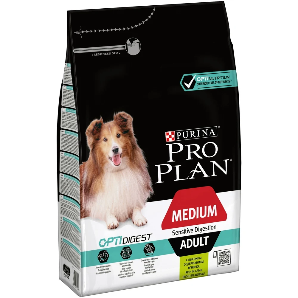 Pro Plan Medium Adult Sensitive Digestion для взрослых собак средних пород, Ягненок, 3 кг