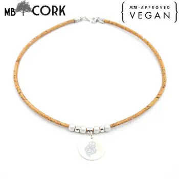 

Cork jewelry cork necklace for women Natural cork necklace Shell heart Pendant Necklace handmade women cork necklace N-170-C