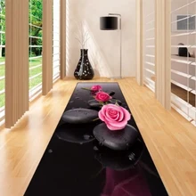 Else черный спа камни Розовые розы цветы 3d принт Нескользящая микрофибра моющаяся длинная дорожка коврик пол Коврики для прихожей