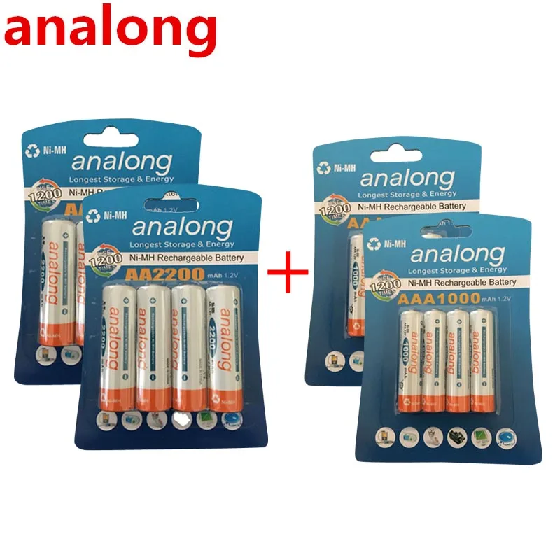 Original 8Pcs 1 2V High Capacity AA 2200mAh Batteries 8Pcs AAA 1000mAh Batteries aa aaa 3A