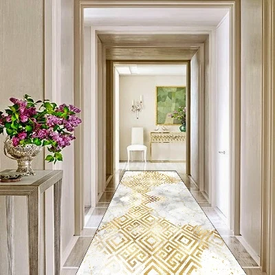 

Else Gold Yellow Ikat Gray Cloud Geometric 3d Print Non Slip Microfiber Washable Long Runner Mats Floor Mat Rugs Hallway Carpets