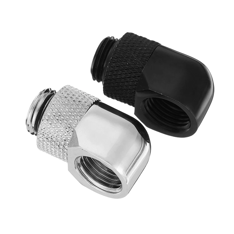 

Mini G1/4 Thread Female to Male 90 Degree Rotary Fittings Joints PC Water Cooling Adaptors Connector Components Black Silver