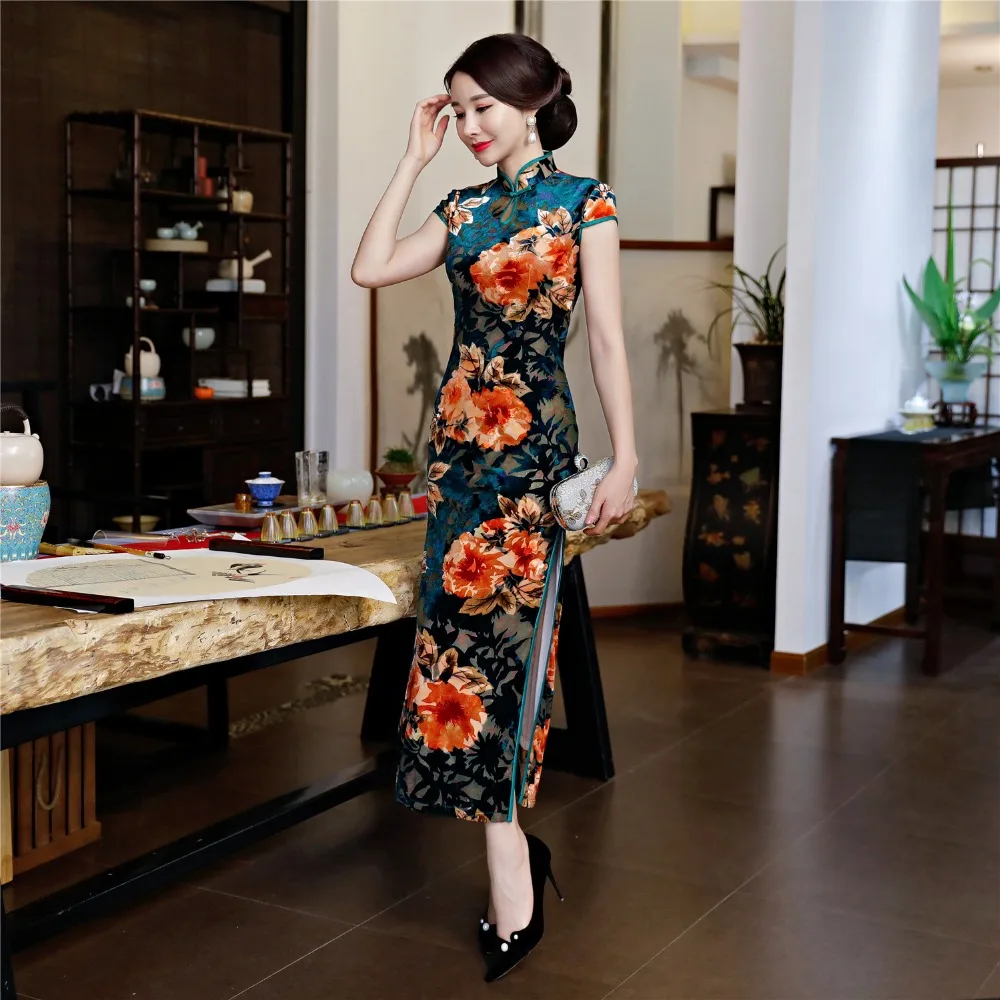 Шанхай история китайская женская одежда длинный Чонсам Qipao платье цветочный Qipao платье для женщин