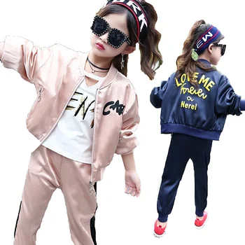 

Kid sports wear girl's autumn sets children sports suit Girls Clothing Sets Velvet Sports Suits girl Jacket Pants Set C18