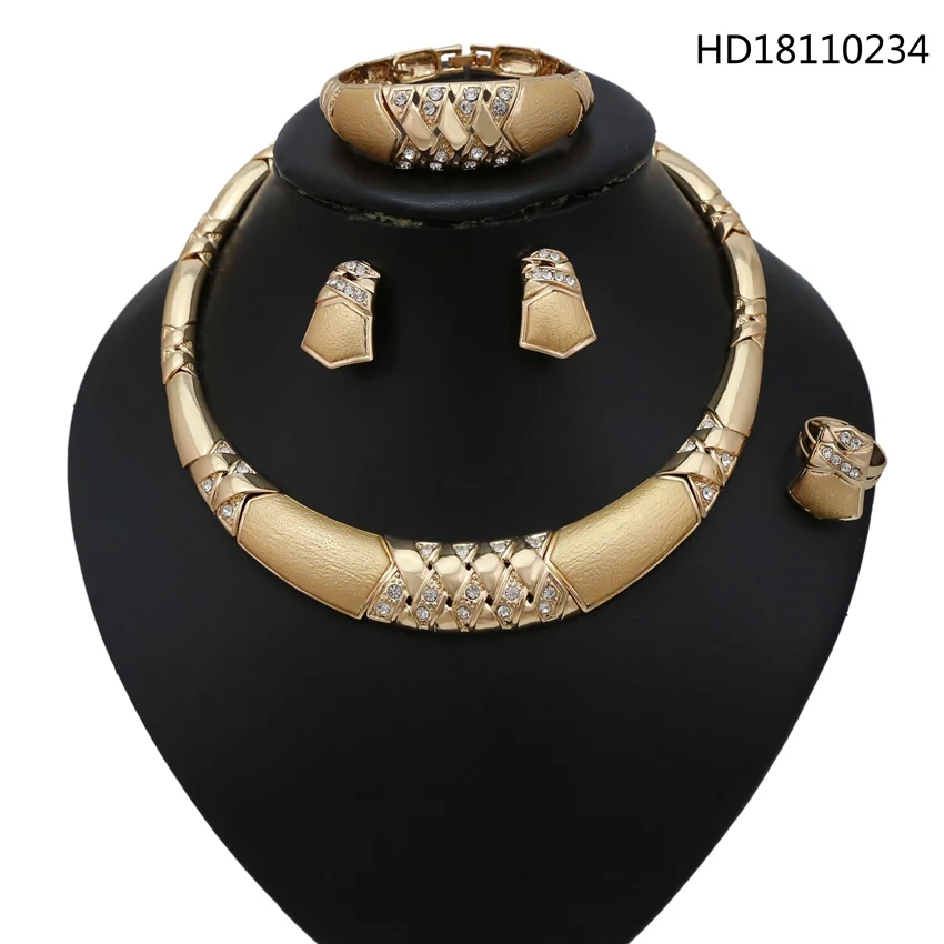 

YULAILI 2018 New Arrival Fashion African Designs Nigerian Wedding Party Gold/Silver Color Necklace Jewelry Set