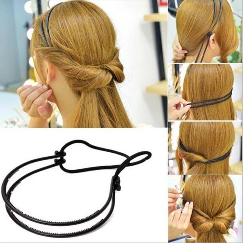 Lady Hair Hoop Band Headband Elastic Rubber String Easy Hair Styling