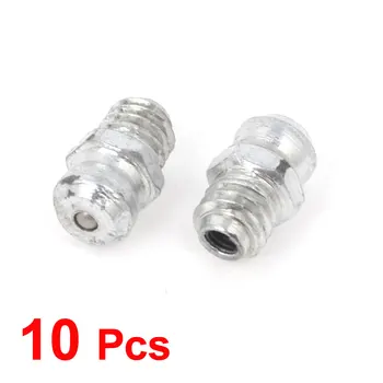 

X Autohaux 10 Pcs Silver Tone 6Mm Dia Male Thread Straight Grease Nipples Fittings