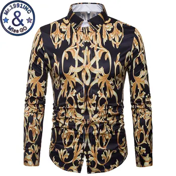 

Mens Casual Long Sleeve Dress Shirts Chemise Homme 2018 Luxury Brand Floral Shirt Men Slim Fit Shirts Camisa Social Masculina