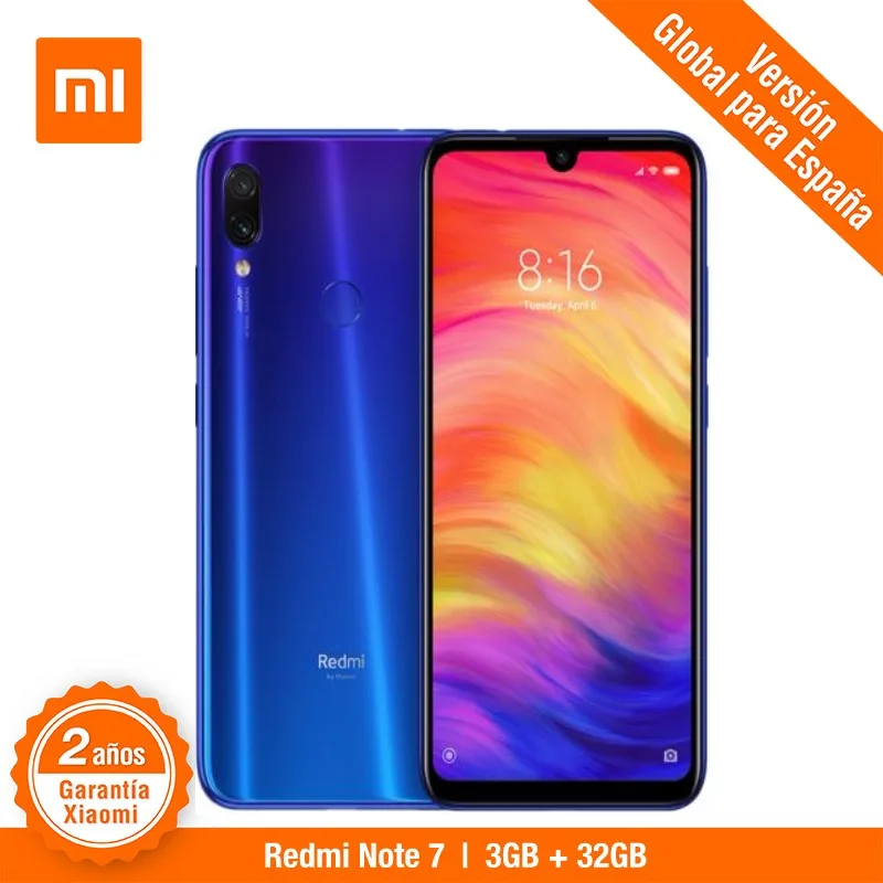 Versión Global para España Xiaomi Redmi Note 7 (Memoria interna de 32 GB RAM de 3 GB Camara dual trasera de 48 MP) smartphone