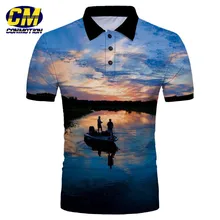 Мода для любителей рыбалки 3D рубашка поло Азиатский размер