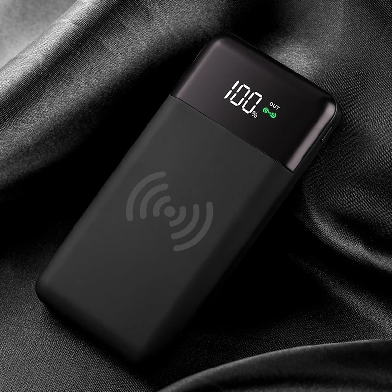 

New Colorful QI Standard 10000MAH Power Bank Wireless Charging Digital Display Charging Treasure Portable Powerbank For iPhone