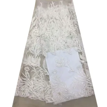 

White Color African Lace Fabric With Sequin Lace Nigerian Wrapper High Quality African Fabric For Dress A940-2