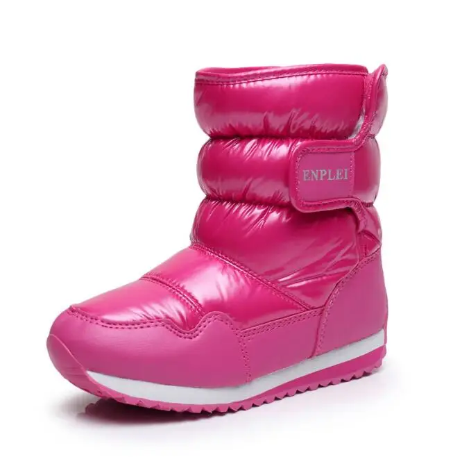 Children's snow boots autumn and winter waterproof non-slip children's boots thick flat boots warm Leisure children shoes mm187 - Цвет: Розово-красный