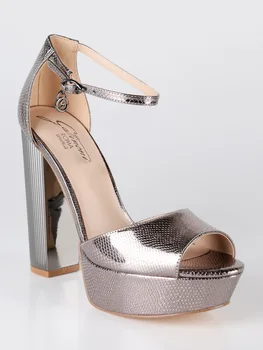 

GATTINONI sandals block heel and platform-silver laminated