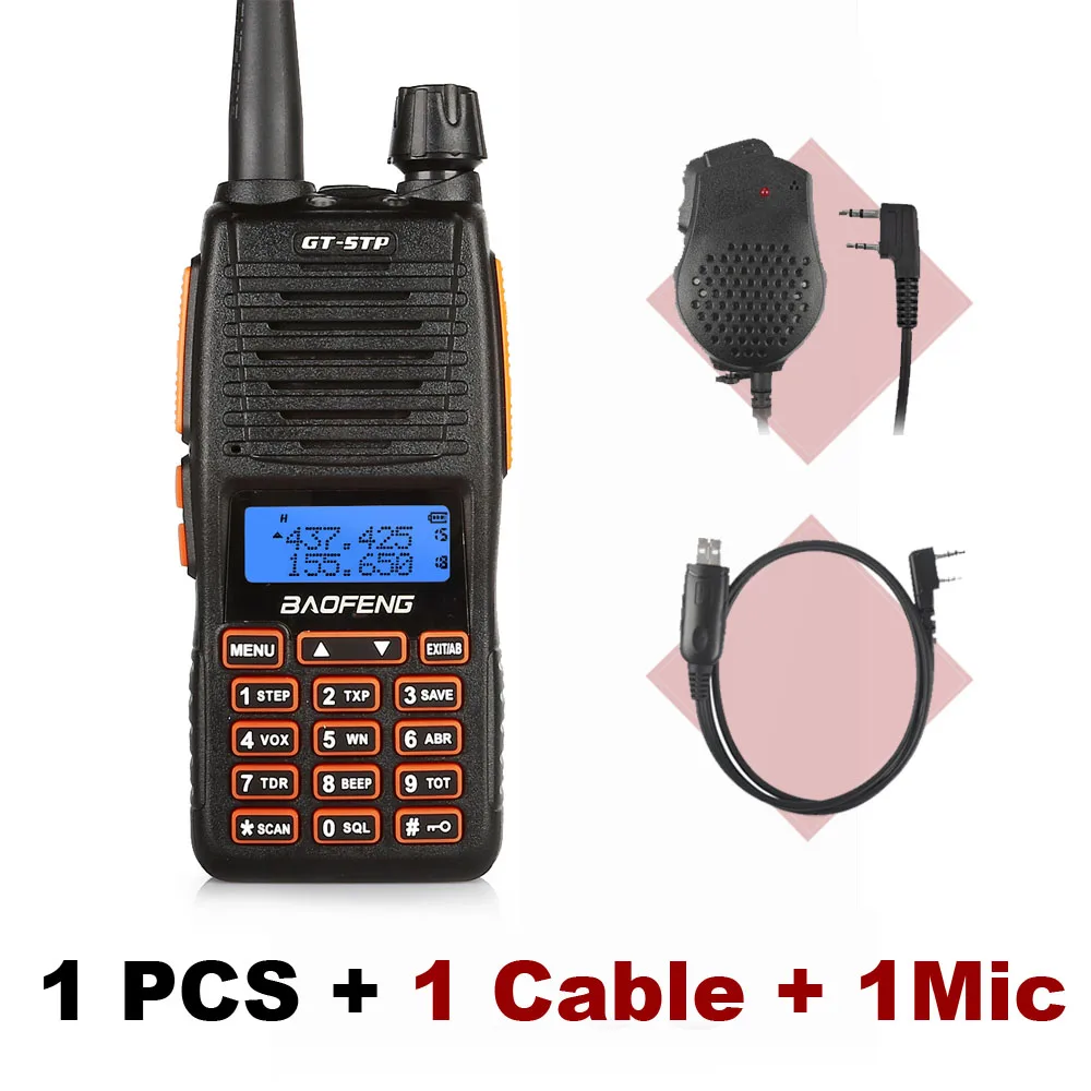 Baofeng GT-5TP Tri-Мощность 1/4/8 Вт Dual Band VHF/UHF 136-174/400-520 МГц двухстороннее радио Ham иди и болтай Walkie Talkie “иди и двойной PTT дизайн GT-5 - Цвет: 1 PCS with Cable Mic