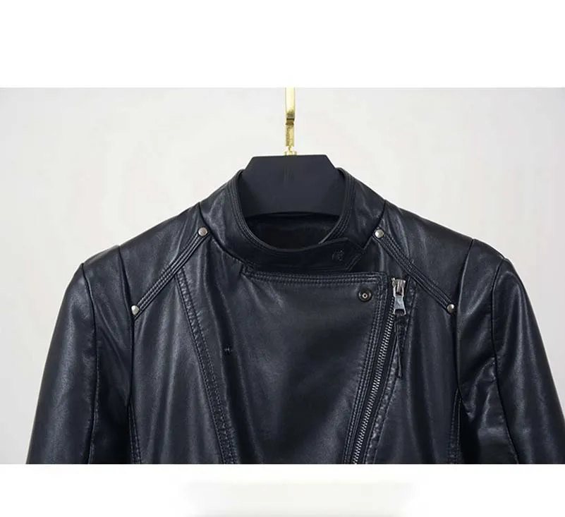 NiceMix Ladies Pu Leather Jacket New Spring Autumn Black Jacket Women Slim Moto Biker Leather Jacket Female Jaquetas Femini