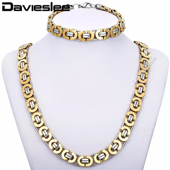 

11mm Byzantine Box JEWELRY SET Stainless Steel Necklace Bracelet Chain Mens Chain Jewelry Set KS15