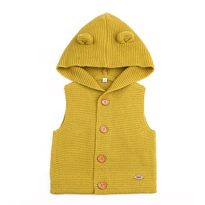 Encontrar/Детский кардиган, жилет с капюшоном, пальто теплая зимняя одежда для маленьких девочек забавные свитера с ушками для мальчиков 6 мес.-24 мес. DC501 - Цвет: Ginger yellow