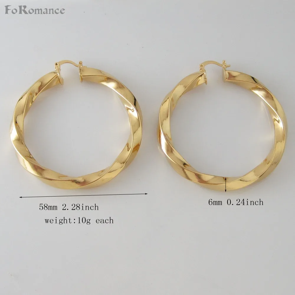 Foromans/TWIST-YELLOW GOLD GP OVERLAY FILL латунный огромный обруч 58 мм 2 28 &quotсерьги простая