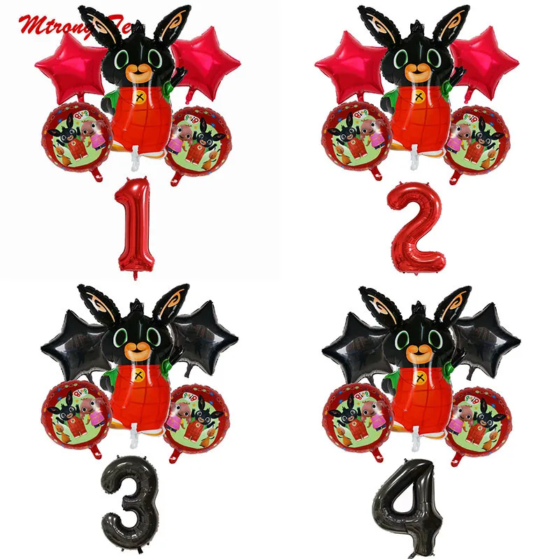 

6pcs 86*60cm Bing Bunny Foil Balloon Cartoon Rabbit Balloons 30inch Number Baby 1 2 3 4 5th Birthday Party Decor Supplies Toys