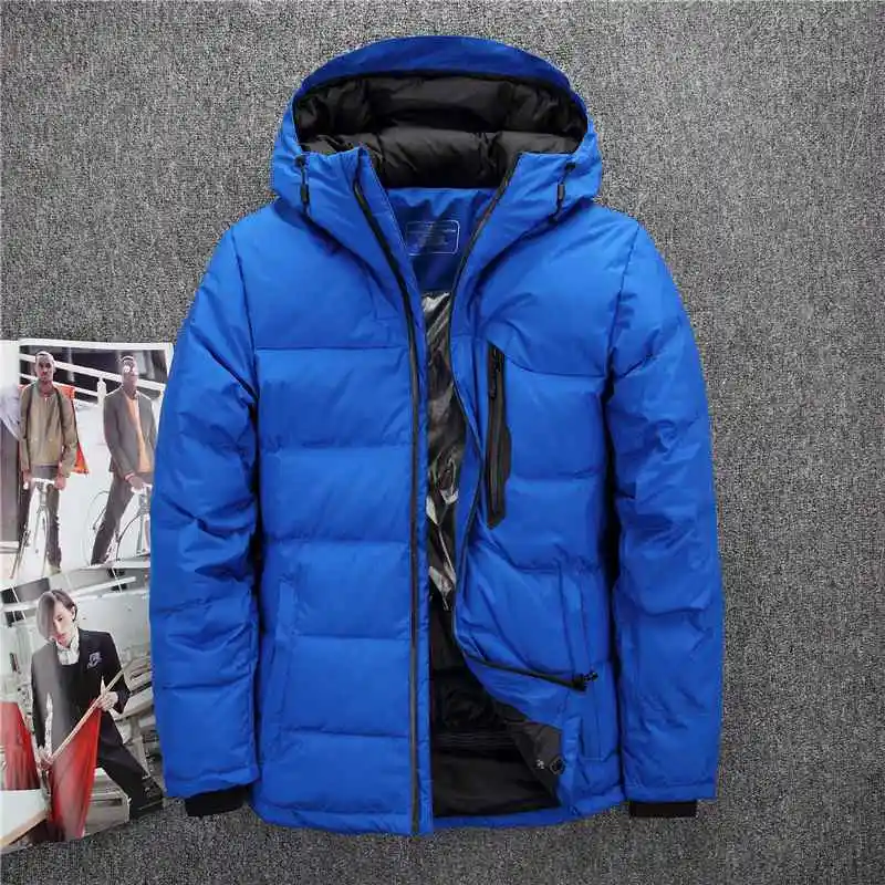 Зимние камуфляжные куртки с капюшоном на утином пуху, мужские теплые толстые качественные пуховые пальто, мужское повседневное зимнее пальто, мужские парки, JK-535 - Цвет: Синий
