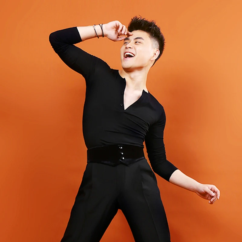 Adul tMen Modern Dancing Men Long Sleeves Slim Tops Clothing Danca