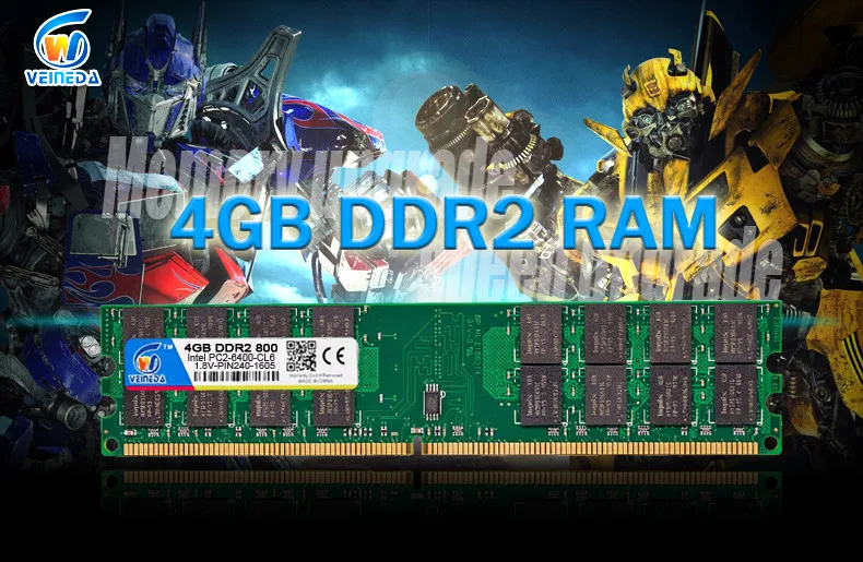 VEINEDA оперативная память 4 г DDR2 800/667 4 Гб оперативная память memoria Рабочий стол для Inter, amd mobo совместимая оперативная память ddr2 pc2-6400 533 МГц