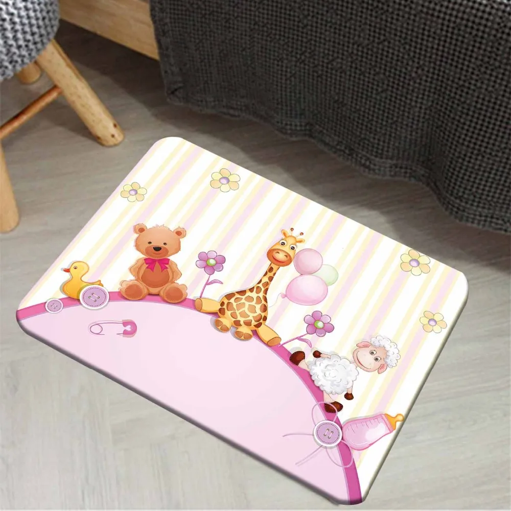 Else фиолетовый розовый светильник медведь желтая утка жираф животное девушка 3d принт Противоскользящий половик домашний декор Entryway Дети Коврик для комнаты