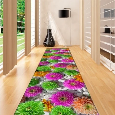 

Else Gray Stones Purple Green Orange Flower 3d Print Non Slip Microfiber Washable Long Runner Mat Floor Mat Rugs Hallway Carpets