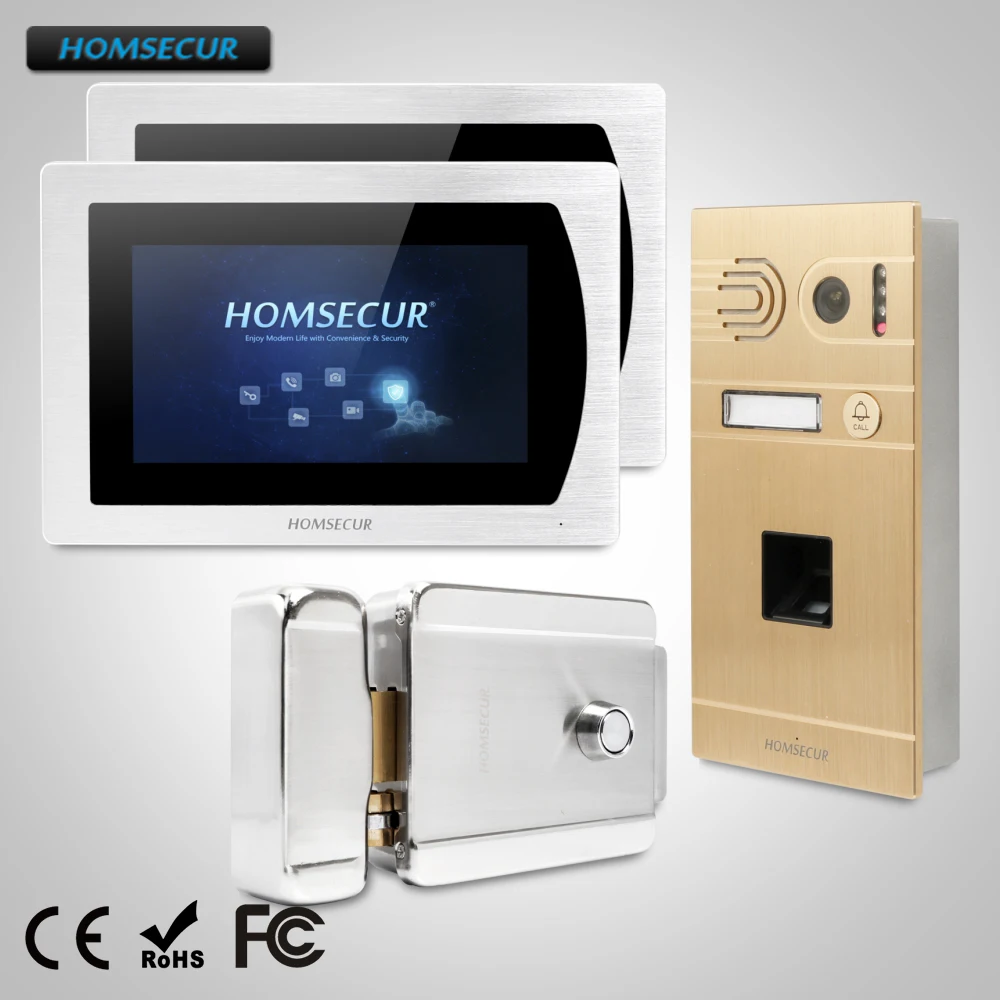 

HOMSECUR 7" Hands-free Video&Audio Home Intercom Electric Lock+Keys Included BC061-G+BM717-S