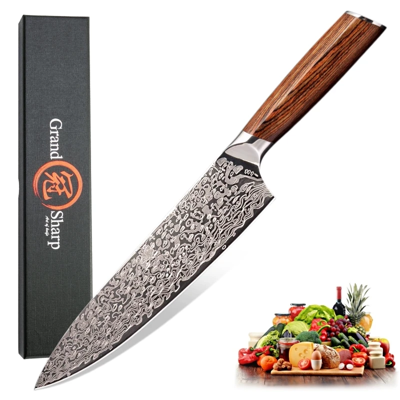 Professional Chef Knife Genuine German Stainless Steel Sanding Laser Pattern Knives Sharp Blade Cooking Tool Gift Box Sheath NEW | Дом и сад