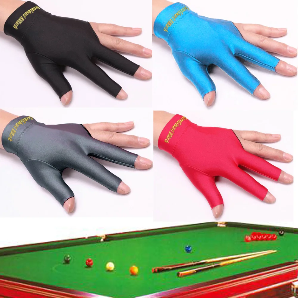 Spandex Snooker Billiard Cue Gloves Pool Left Hand Three Finger Open Glove UK 