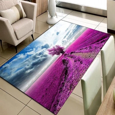 Else голубое небо фиолетовый фермы деревья цветочный природа 3d принт нескользящие микрофибры гостиной декоративные современные моющиеся области коврик