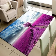 Else голубое небо фиолетовый фермы деревья цветочный природа 3d принт нескользящие микрофибры гостиной декоративные современные моющиеся области коврик