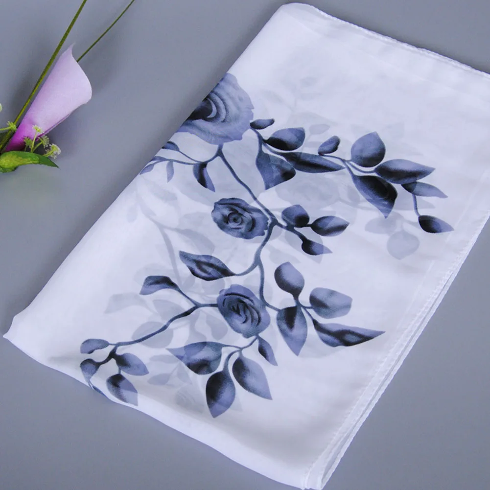 

Long Chiffon Silk Scarves Woman Fashion New Design Flower Print Scarves