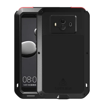 

Love Mei - Funda Compatible con Huawei Mate 10 ,Aluminio y Silicona Ultra Resistente con Cristal Gorila Glass - Negro