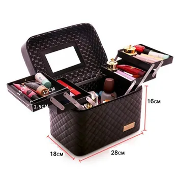 

Women Professional Bag Portable Makeup Organizer Large Capacity Multilayer Storage Box Suitcase For Manicure storage