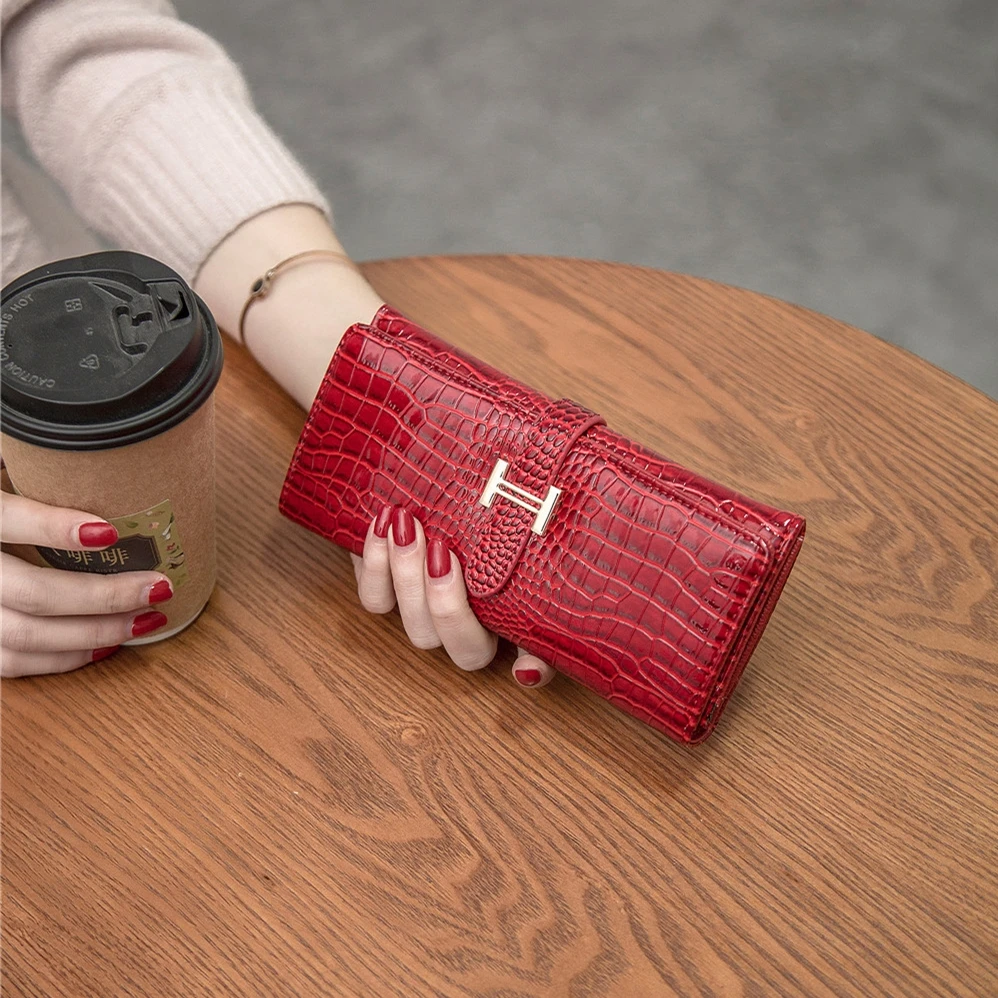

Dropshipping Top 2018 wallet Women Long PU Leather Wallet Coin Purses Card Holders Alligator Ladies Crocodile organizer wallet
