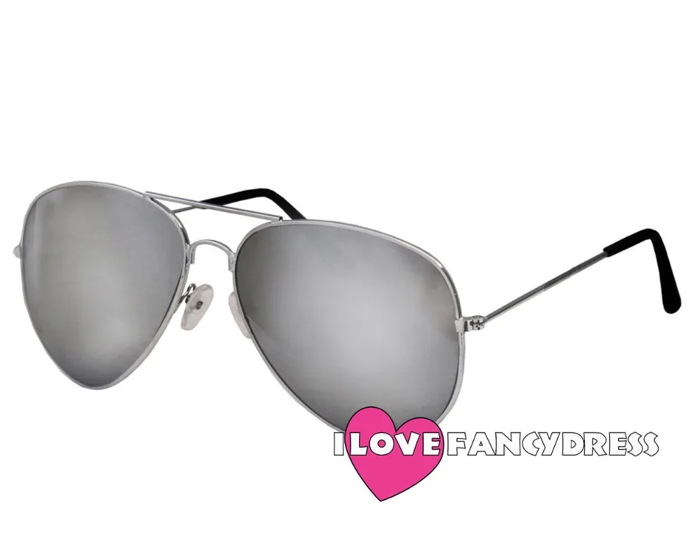 PILOT GLASSES WITH BLACK LENS AND GOLD FRAME FANCY DRESS AVIATOR ACCESSORY
