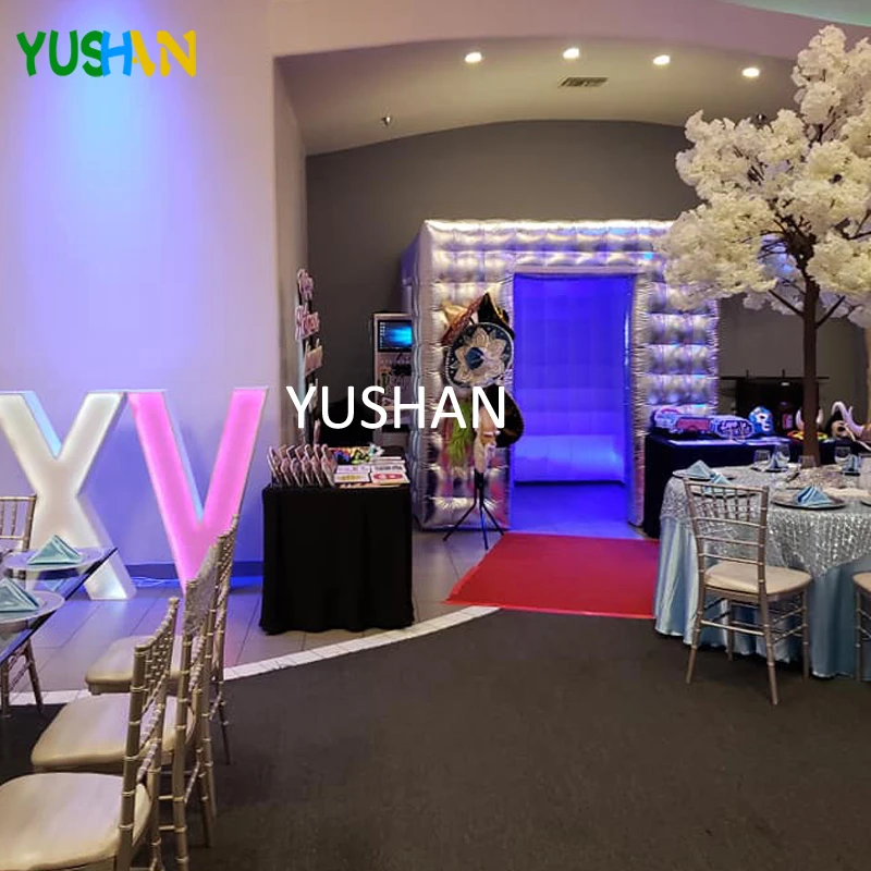 2.4m Silver &amp White Oxford Inflatable Photo booth Party Backdrop with RGB LED strips and Curtain Cabin Sales | Дом и сад