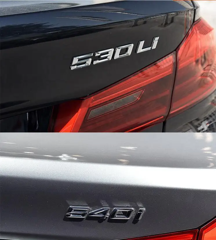Car styling Trunk Lid Rear Emblem Badge Chrome Letters 540i 530li 530i ...