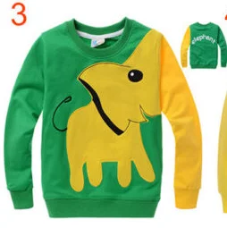 Детские топы с длинными рукавами для мальчиков черный цвет свитер с изображением слона футболка для детей 3–8 лет - Цвет: Зеленый
