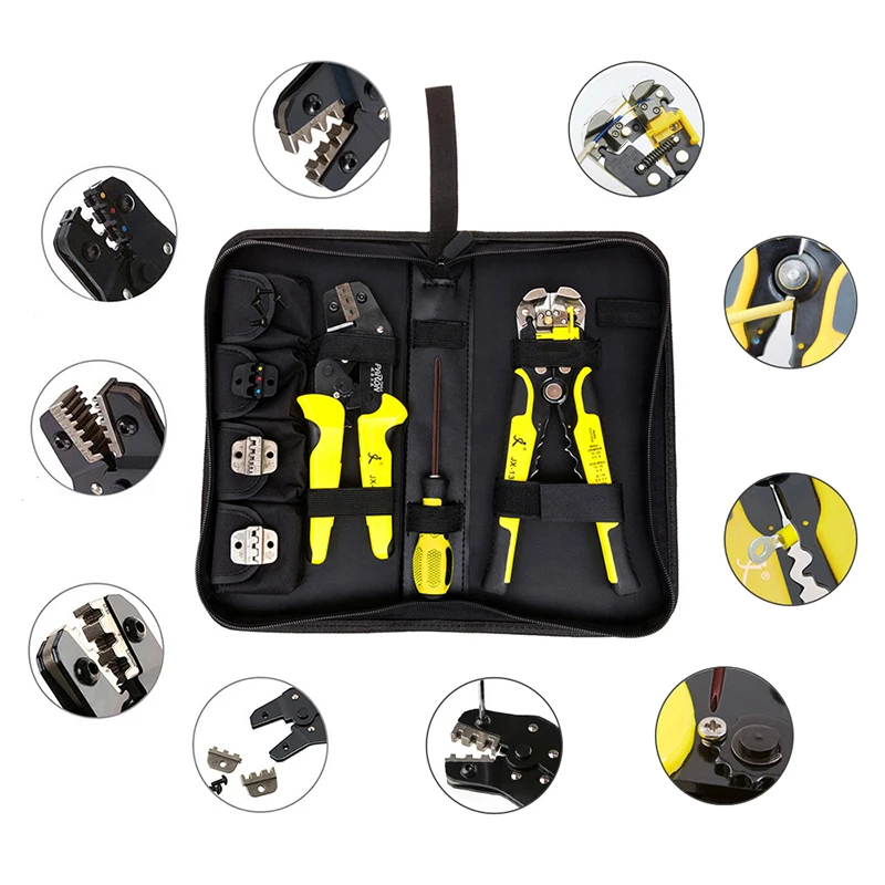 

Crimping Dies 4 in 1 Multi-Patch Ratcheting Force Pliers Set Tool