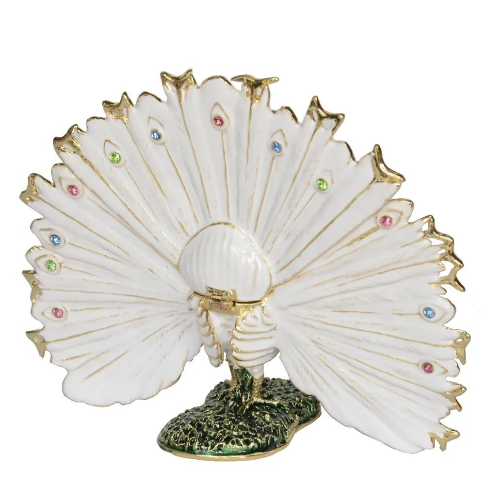 Mini Storage Boxes Fanned Peacock Trinket Jewelry Box Metal Home Decoration Miniature Novelty Gifts