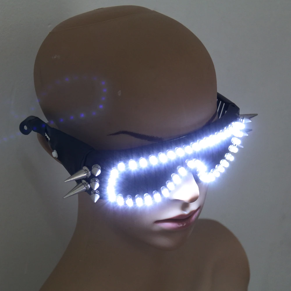6 Color Burst Flashing LED Glow Glasses LED Glasses Rivet Punk Glasses