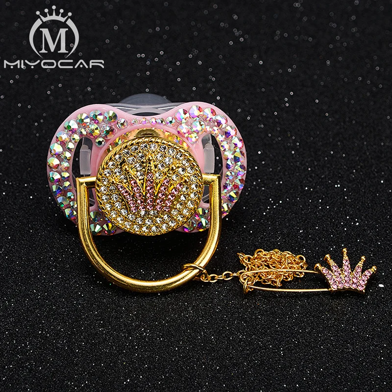 MIYOCAR all bling colorful unique bling pacifier dummy pacifier clip BPA free FDA pass unique beautiful pacifier set