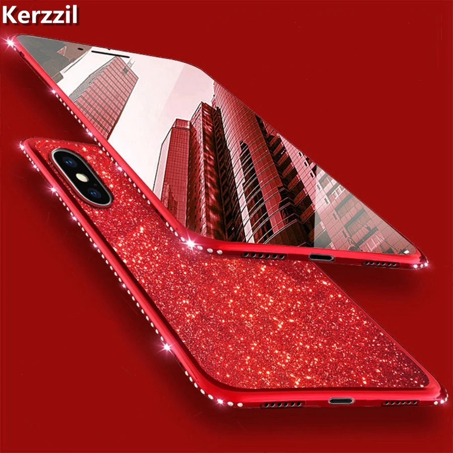 Роскошный блестящий чехол Kerzzil с блестками и бриллиантами для iPhone 7 8 6 X тонкие